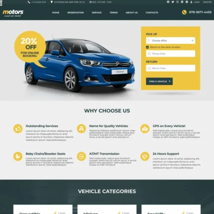 Auto Rental Website Design with Free VPS Web Hosting