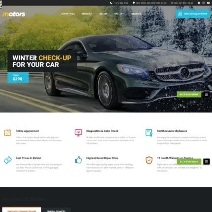 Auto Repair Service Website Design with Free VPS Web Hosting