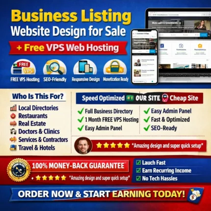 Business Listing Website Design with Free VPS Web Hosting