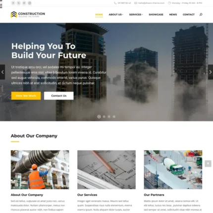 Construction Company Website Design with Free VPS Web Hosting