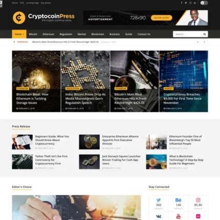 Crypto News Website Design with Free VPS Web Hosting