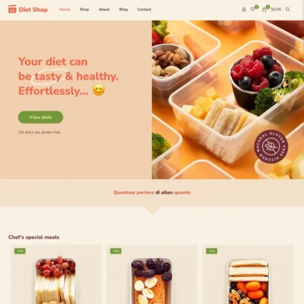 Diet Shop Website Design with Free Web Hosting