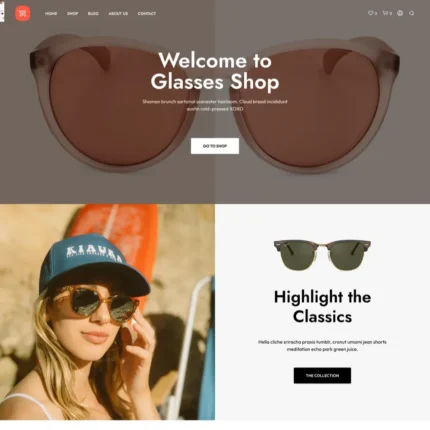 Glasses Shop Website Design with Free VPS Web Hosting