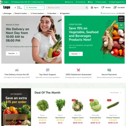 Grocery Market Website Design with Free Web Hosting