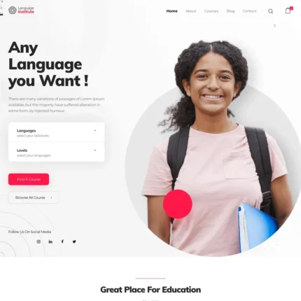 Language Institute Website Design with Free VPS Web Hosting