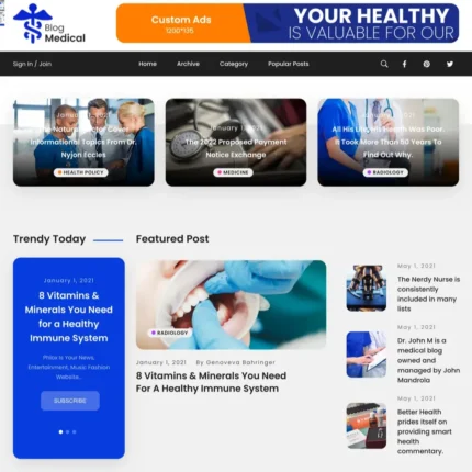 Medical Blog Website Design with Free VPS Web Hosting