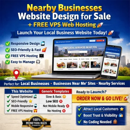 Nearby Businesses Website Design with Free VPS Web Hosting