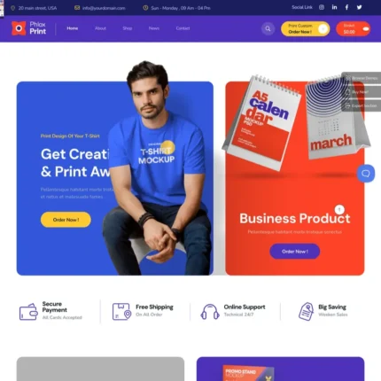 Print Shop Website Design with Free VPS Web Hosting