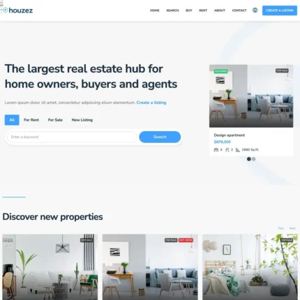 Real Estate Hub Website Design with Free VPS Web Hosting