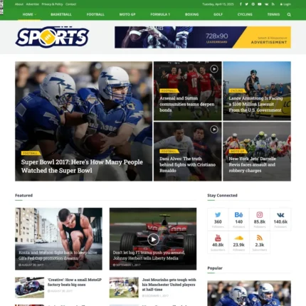 Sports News Website Design with Free VPS Web Hosting