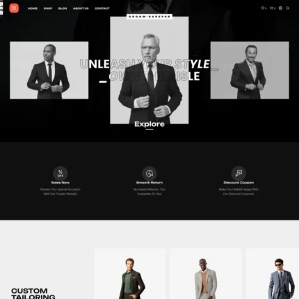 Tuxedo Shop Website Design with Free VPS Web Hosting