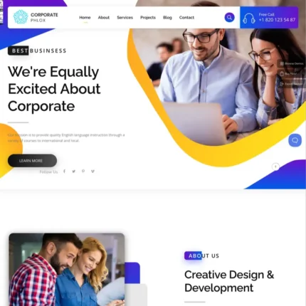 Modern Corporate Website Design with Free VPS Web Hosting