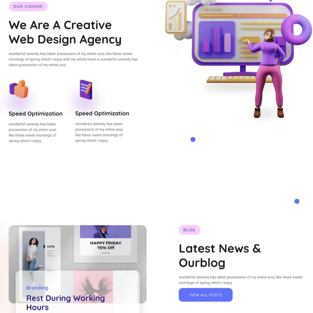 3D Agency Website Design with Free VPS Web Hosting