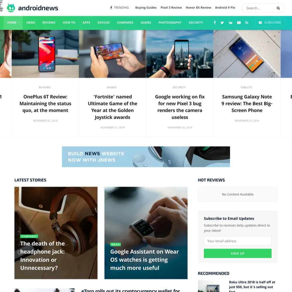 Android Magazine Website Design with Free VPS Web Hosting
