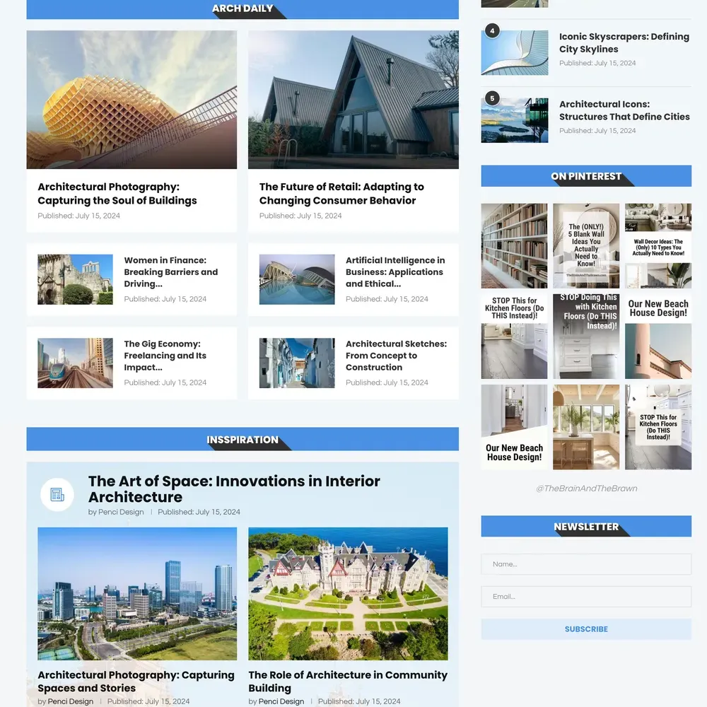 Architecture News Website Design with Free VPS Web Hosting