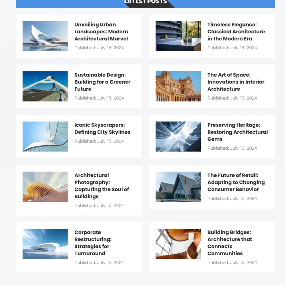 Architecture News Website Design with Free VPS Web Hosting