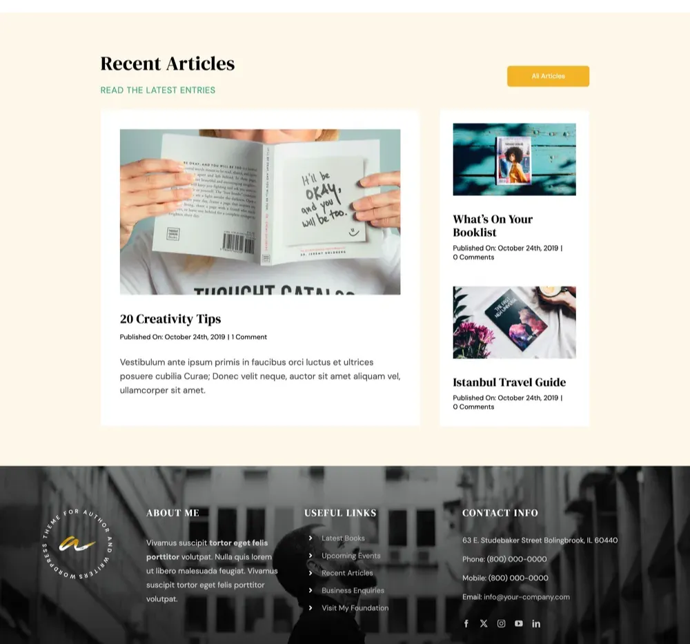 Writer Website Design with Free VPS Web Hosting