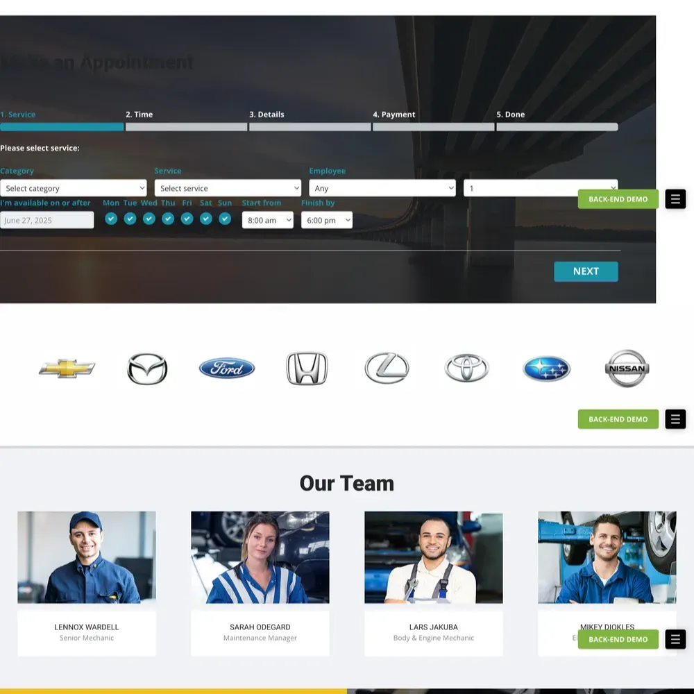 Auto Repair Service Website Design with Free VPS Web Hosting