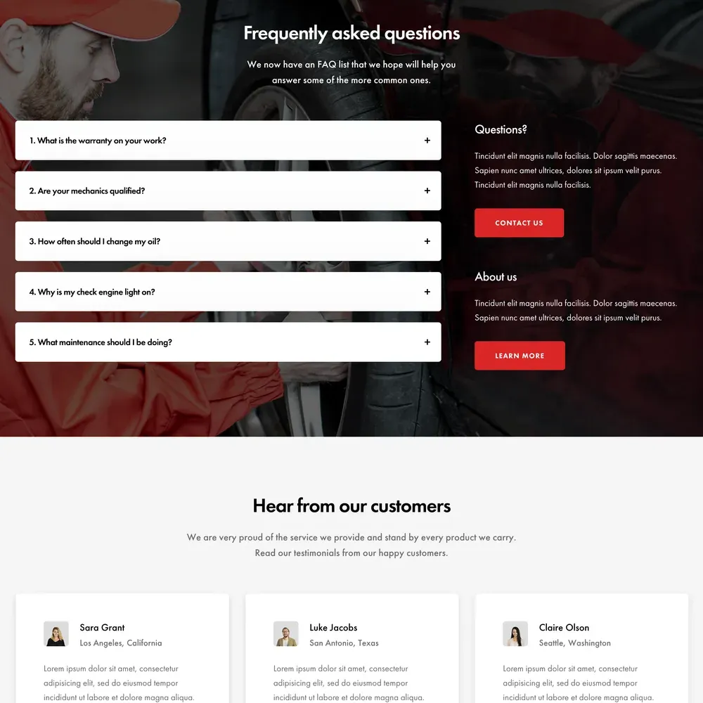 Car Repair Website Design with Free VPS Web Hosting