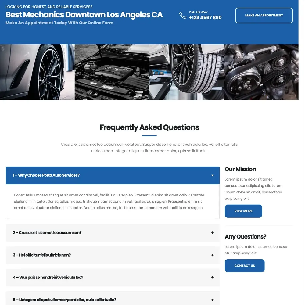 Auto Services Website Design with Free VPS Web Hosting