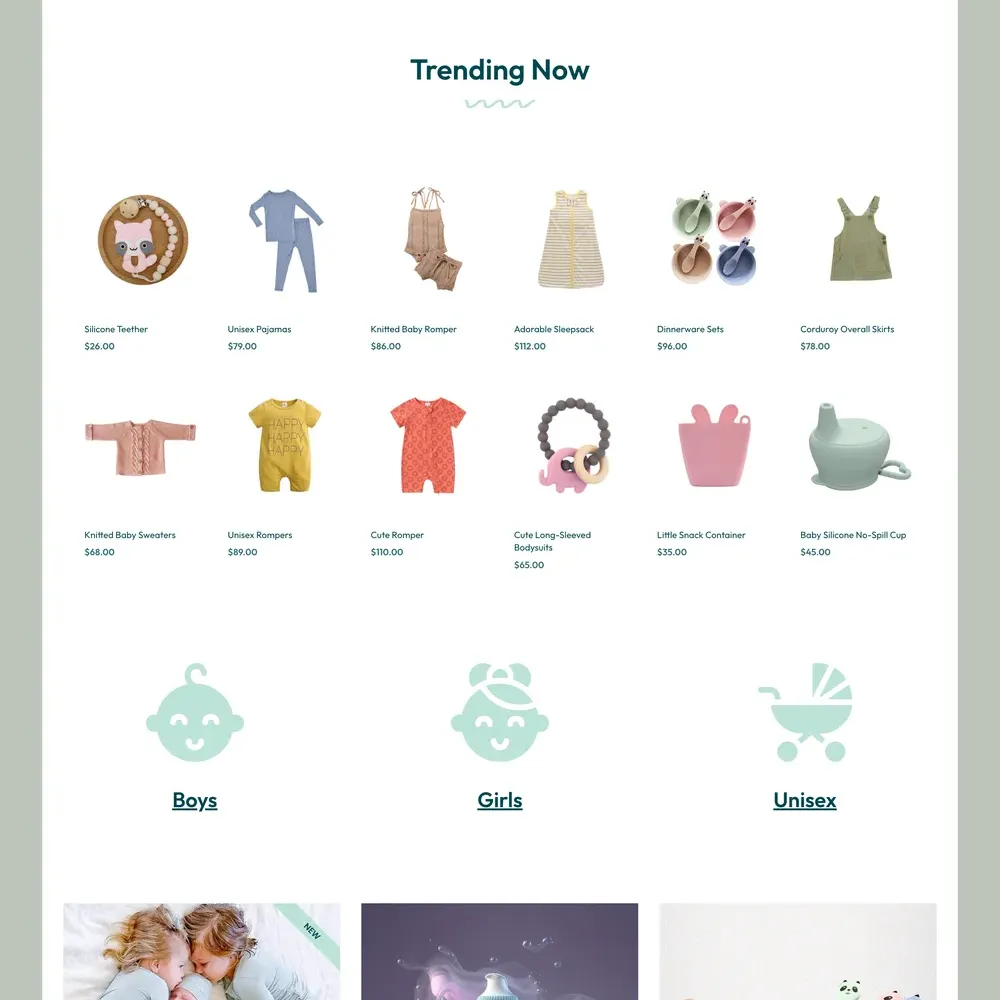 Baby Products Website Design with Free VPS Web Hosting