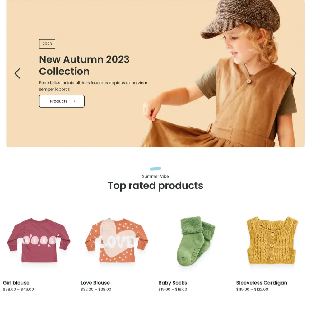 Baby Shop Website Design with Free Web Hosting