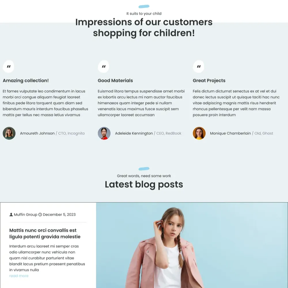 Baby Shop Website Design with Free Web Hosting