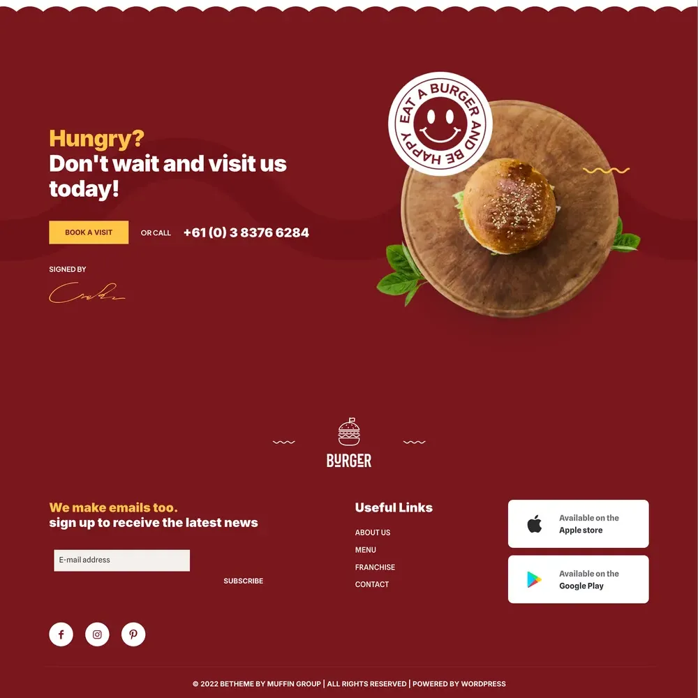 Burger Website Design with Free Web Hosting