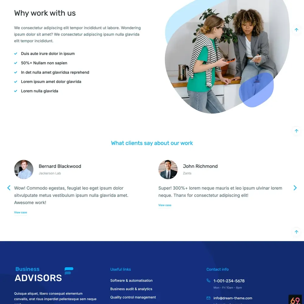 Business Advisors Website Design with Free VPS Web Hosting