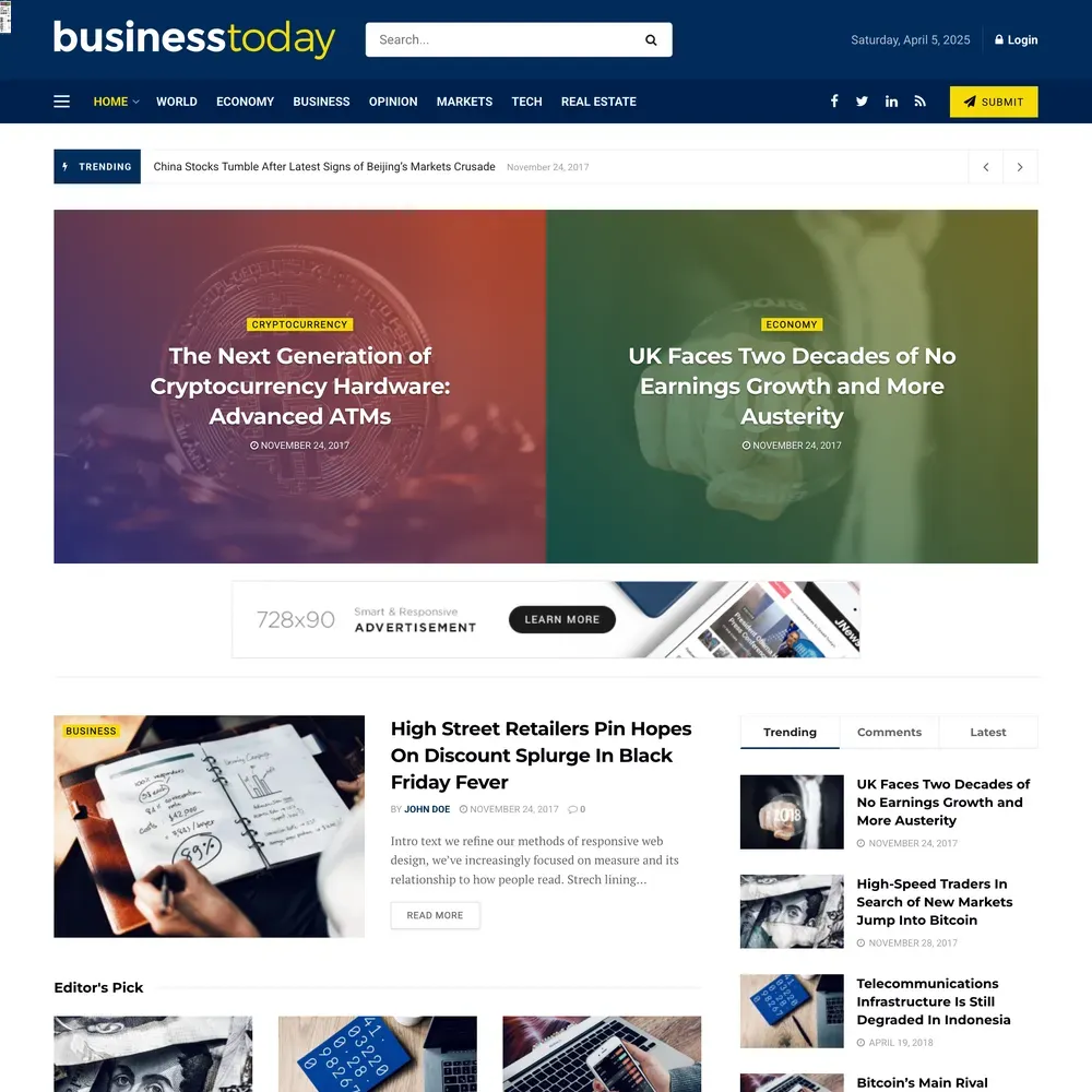 Business News Website Design with Free VPS Web Hosting