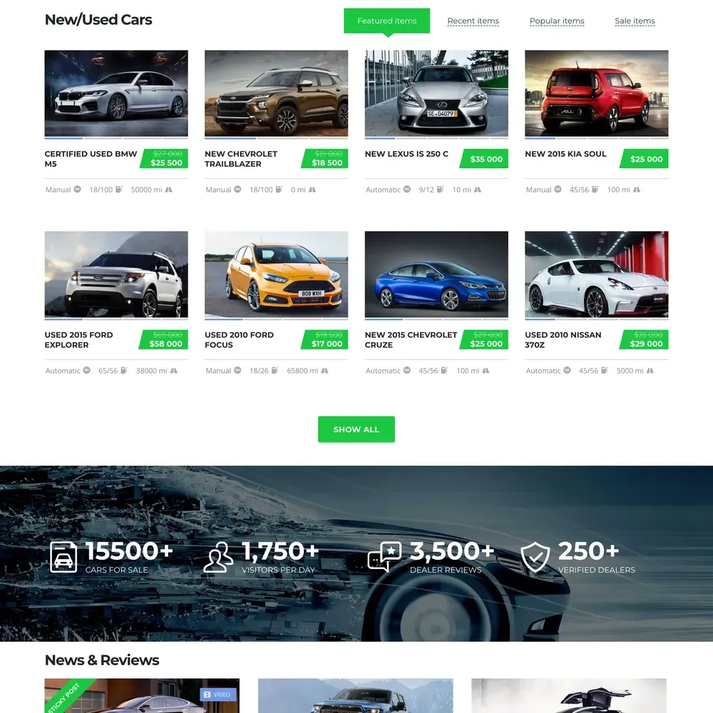 Car Classified Website Design with Free VPS Web Hosting