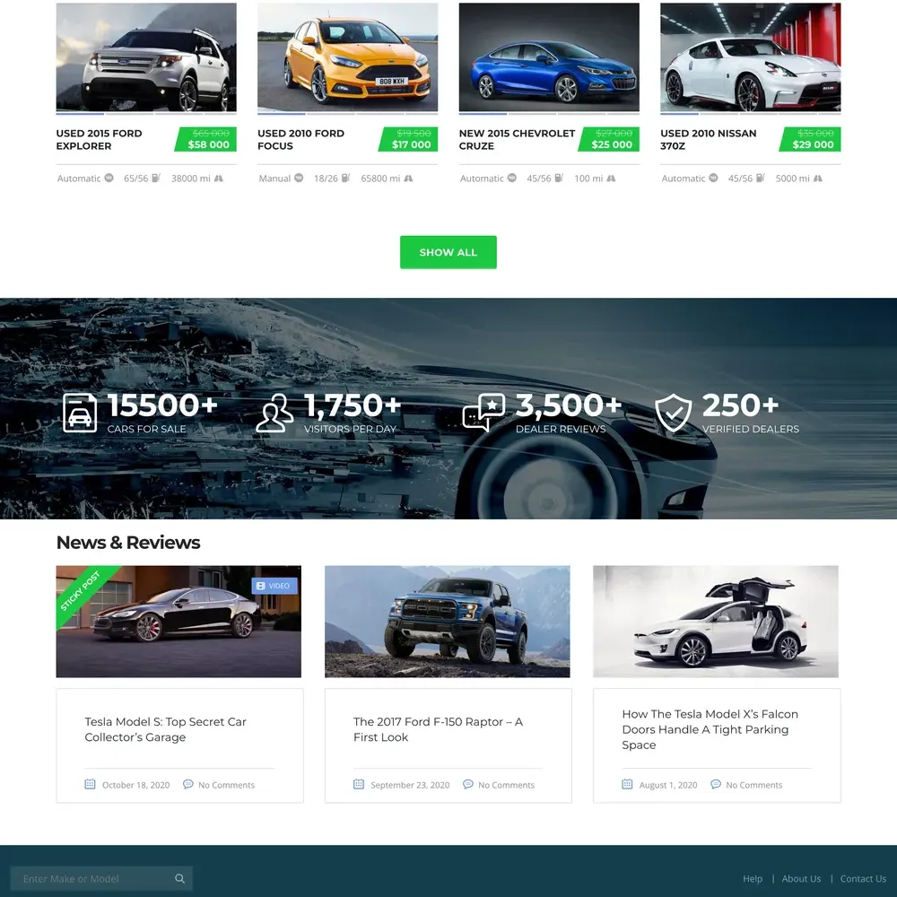 Car Classified Website Design with Free VPS Web Hosting