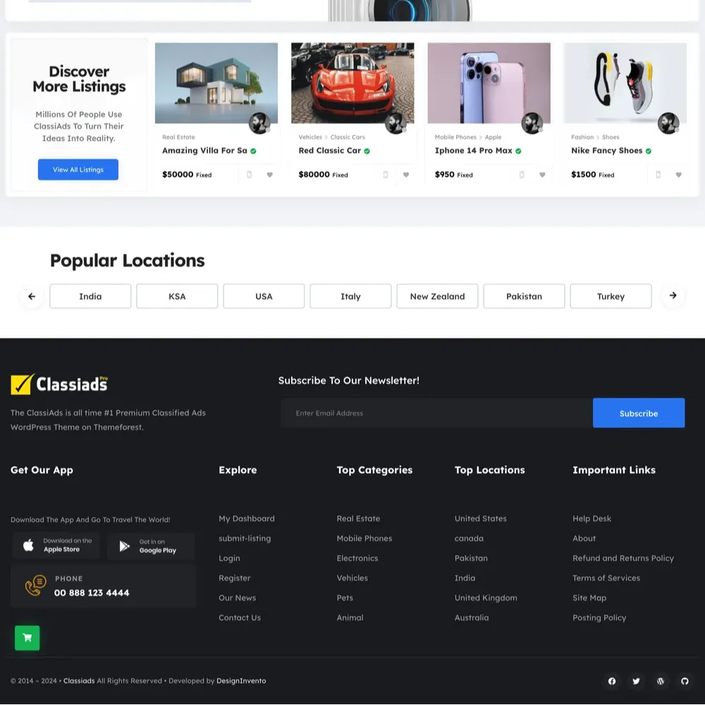 Classified Advertisement Website Design with Free VPS Web Hosting