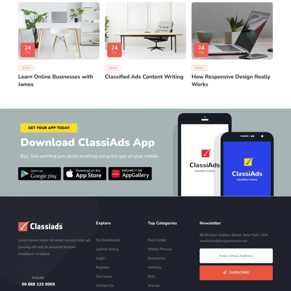 Classified Listing Website Design with Free VPS Web Hosting