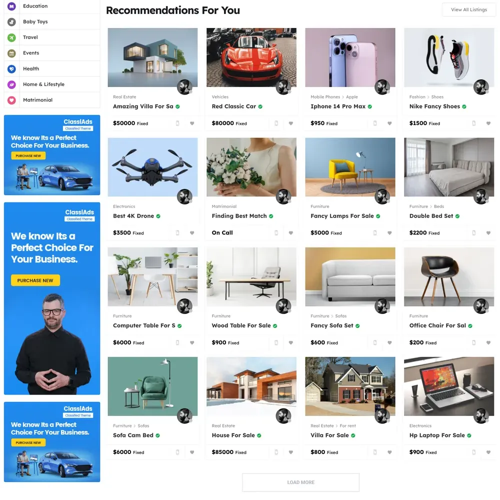 Classifieds Website Design with Free VPS Web Hosting
