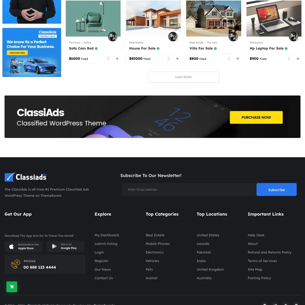 Classifieds Website Design with Free VPS Web Hosting