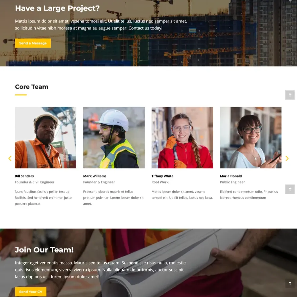 Construction Company Website Design with Free VPS Web Hosting