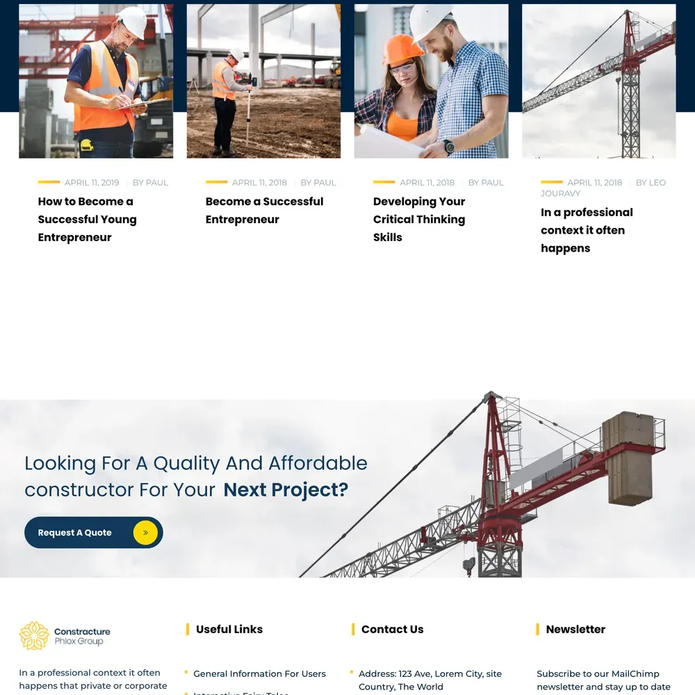 Construction Firm Website Design with Free VPS Web Hosting