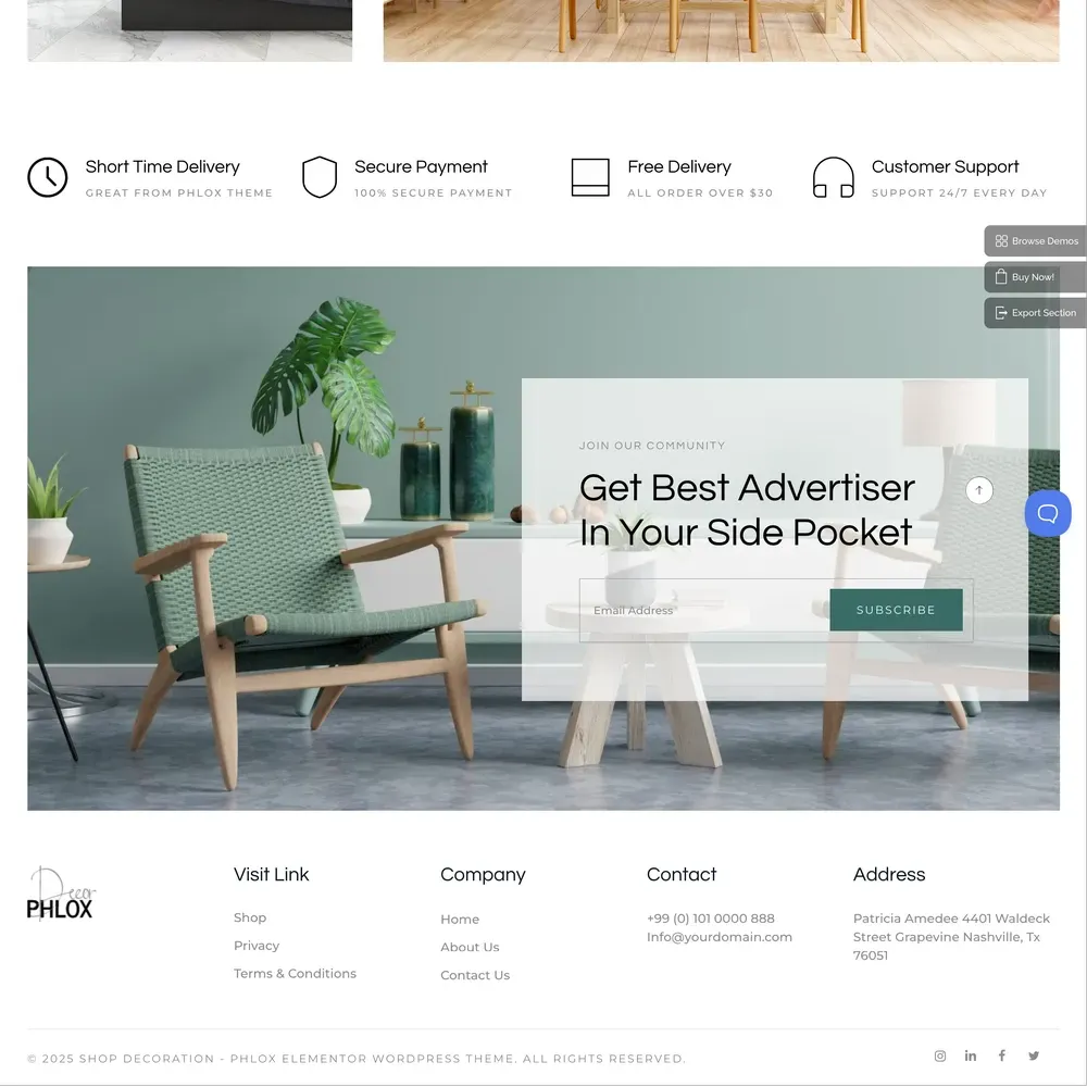 Decoration Shop Website Design with Free VPS Web Hosting