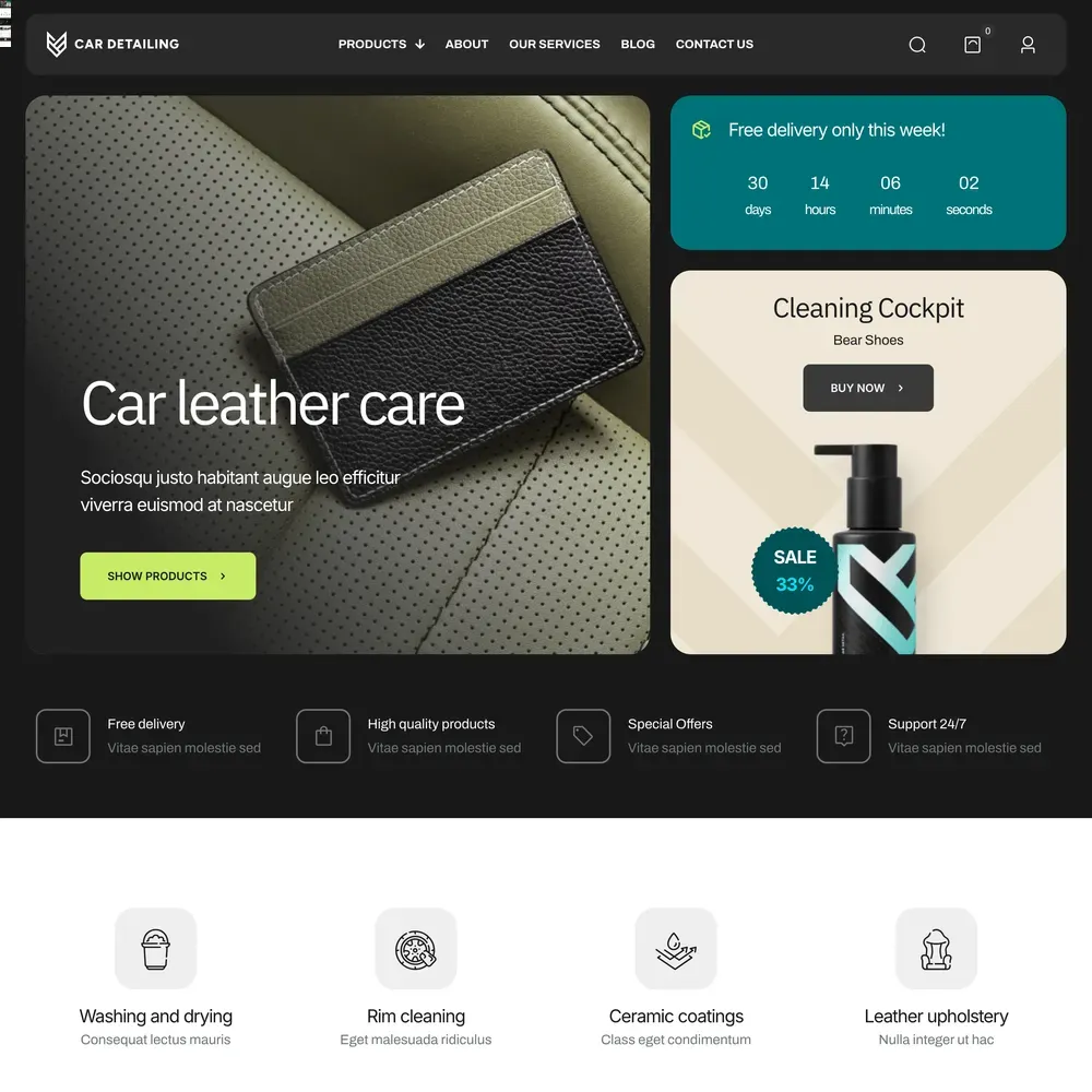 Detailing Shop Website Design with Free Web Hosting