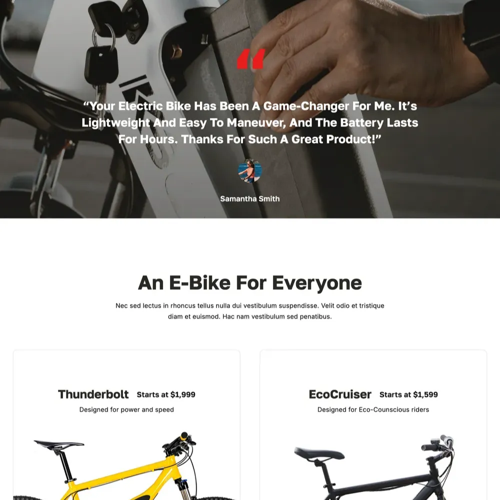 E-Bike Website Design with Free VPS Web Hosting