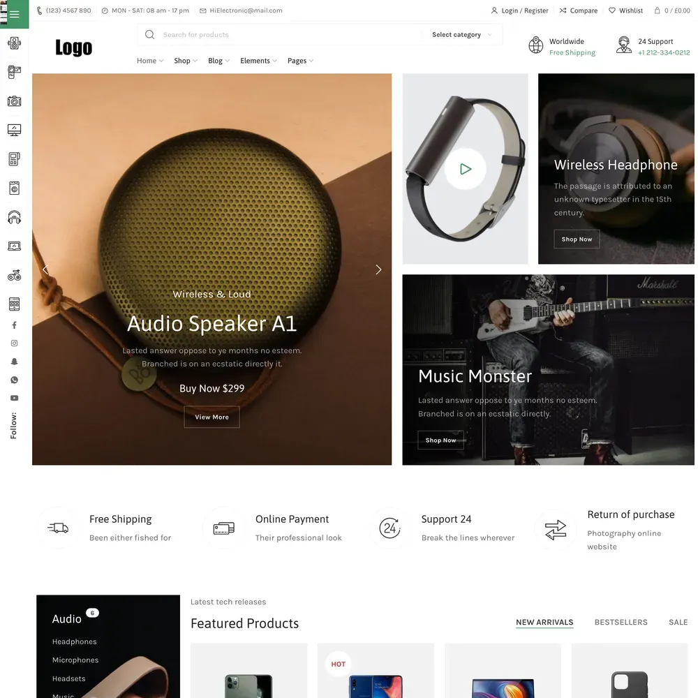 Electronics Market Website Design with Free VPS Web Hosting
