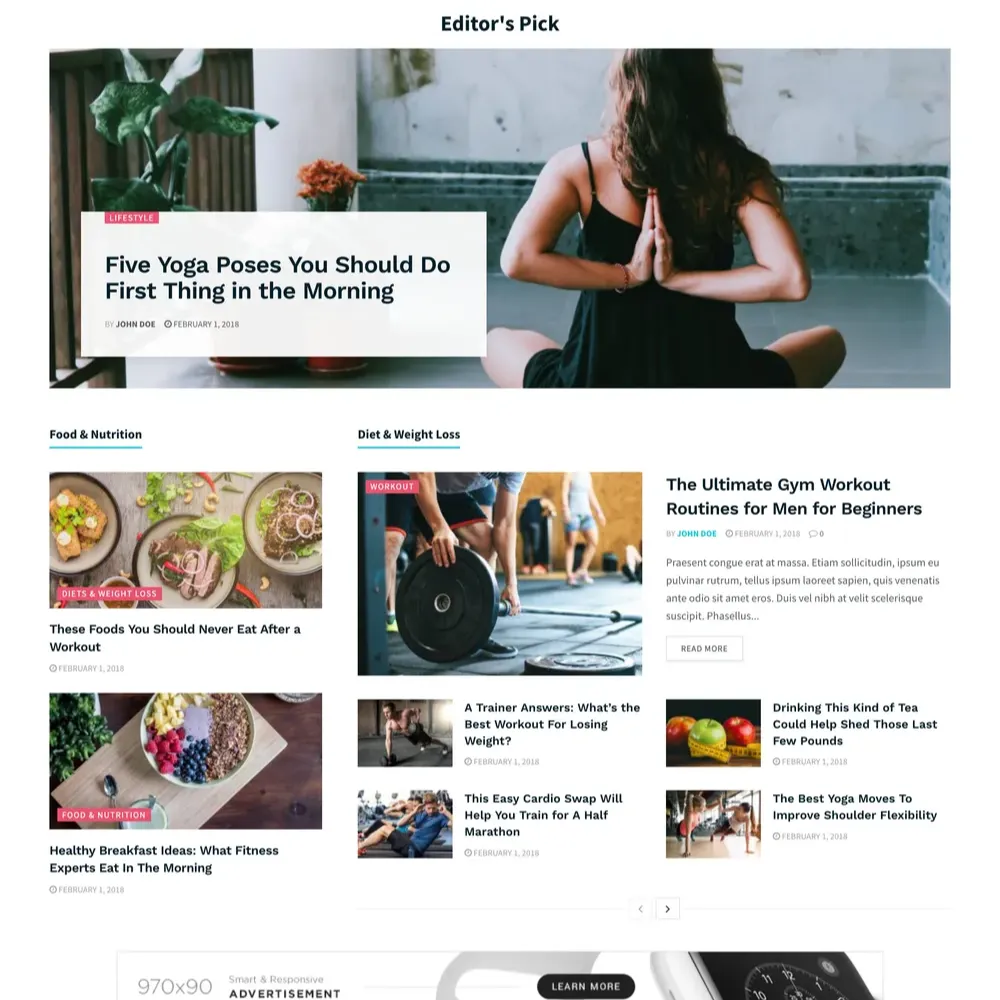 Fitness News Website Design with Free VPS Web Hosting