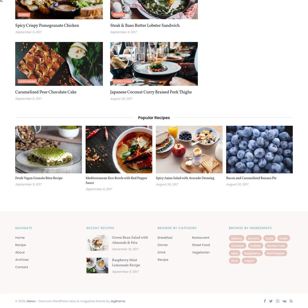 Food Recipe Website Design with Free VPS Web Hosting
