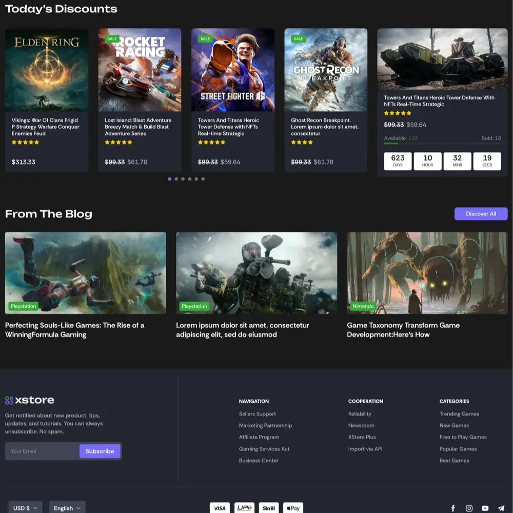 Games Store Website Design with Free Web Hosting