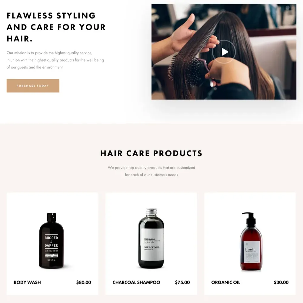 Hair Salon Website Design with Free VPS Web Hosting
