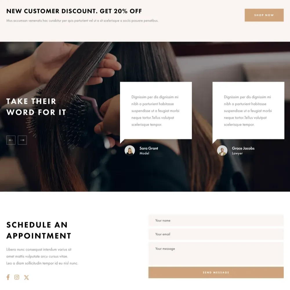 Salon Service Website Design with Free VPS Web Hosting