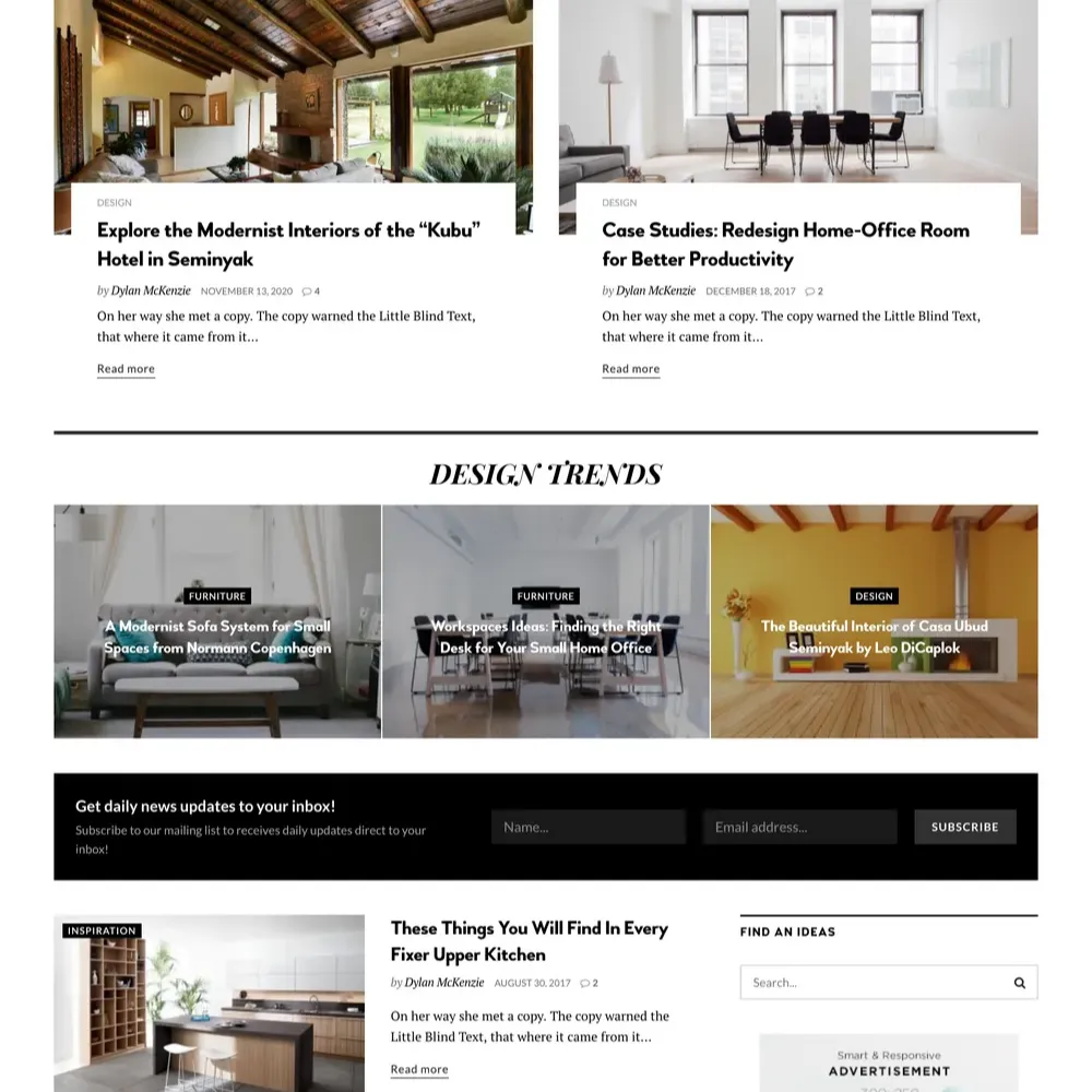 Interior News Website Design with Free VPS Web Hosting
