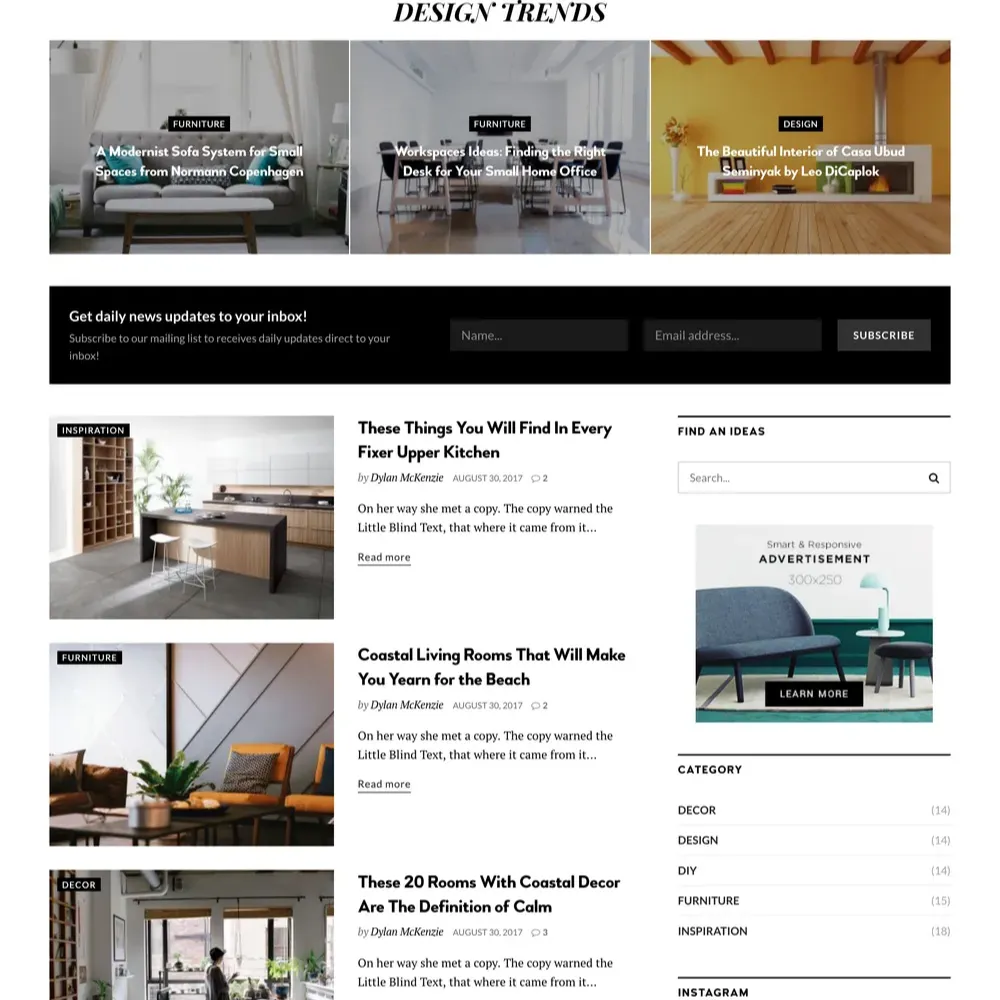 Interior News Website Design with Free VPS Web Hosting