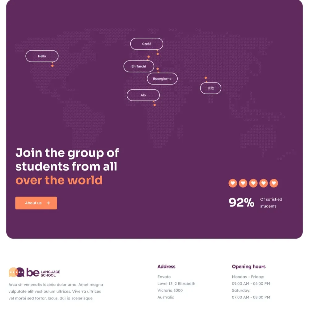 Language School Website Design with Free Web Hosting